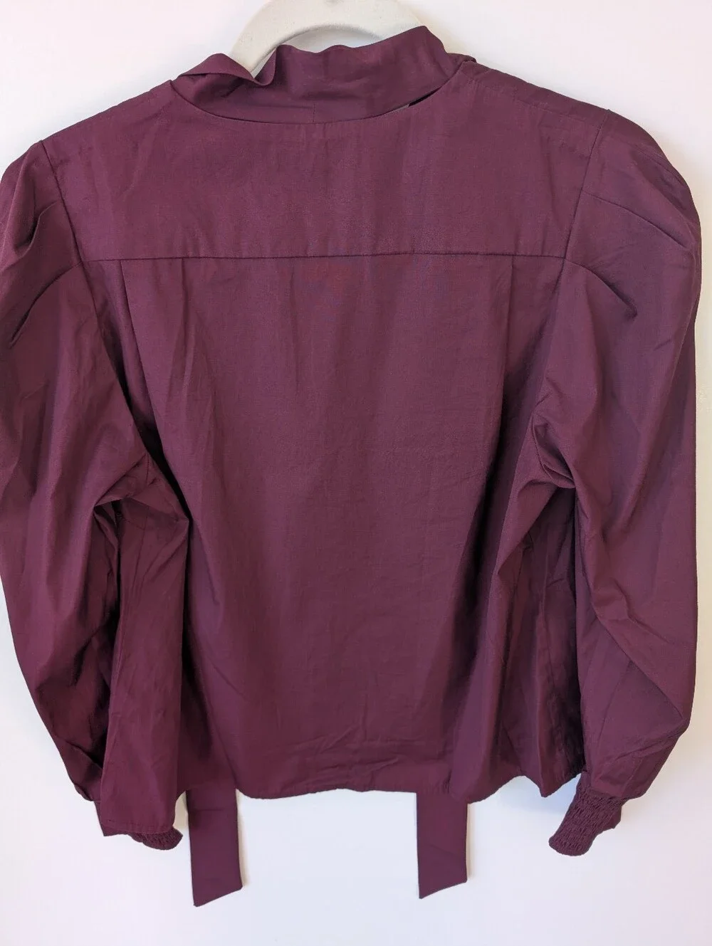 Madewell Neck Tie Button-Down Blouse in Deep Plum / Burgundy (Size M)